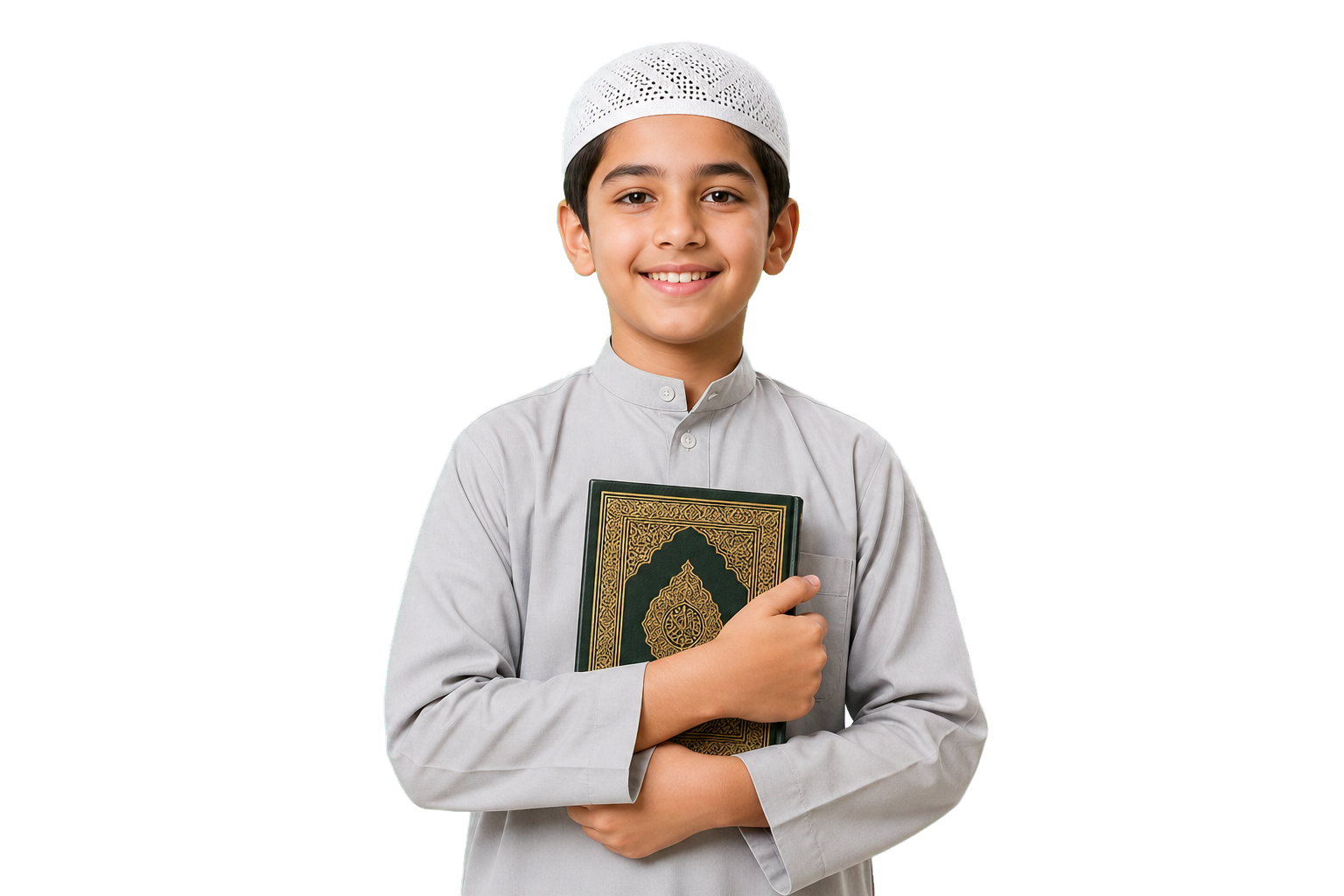 Boy student holding Quran